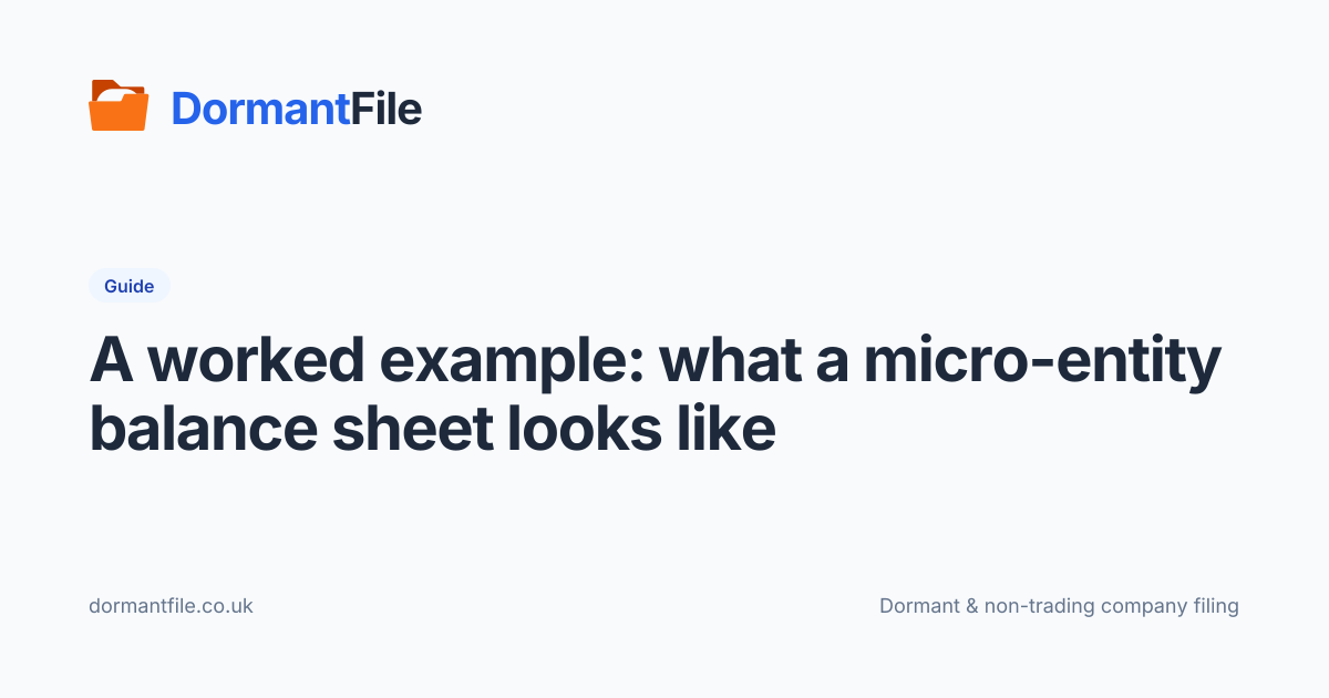 Micro-entity accounts example (FRS 105 balance sheet) | DormantFile